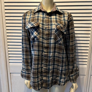 Women’s Northwest Territory Flannel Shirt Size M Blue Brown Plaid